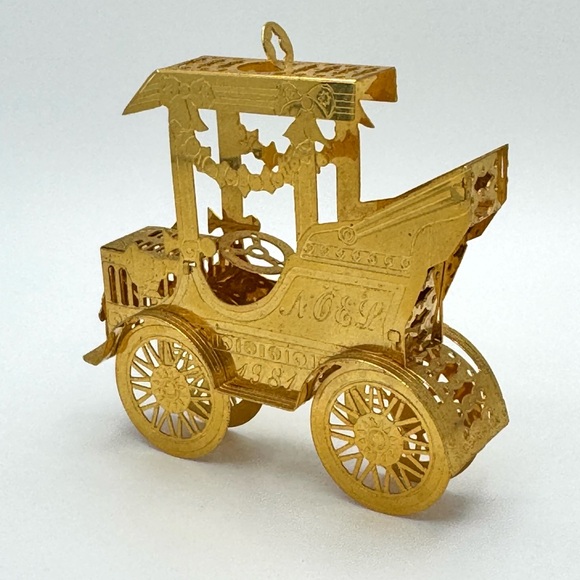 VTG 1981 Gorham Filigree 3D Brass Royal Carriage Holiday Ornament - Picture 5 of 8